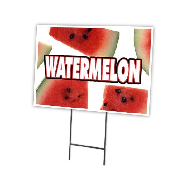 Watermelon Yard Sign & Stake outdoor plastic coroplast window, C-1824-DS-Watermelon